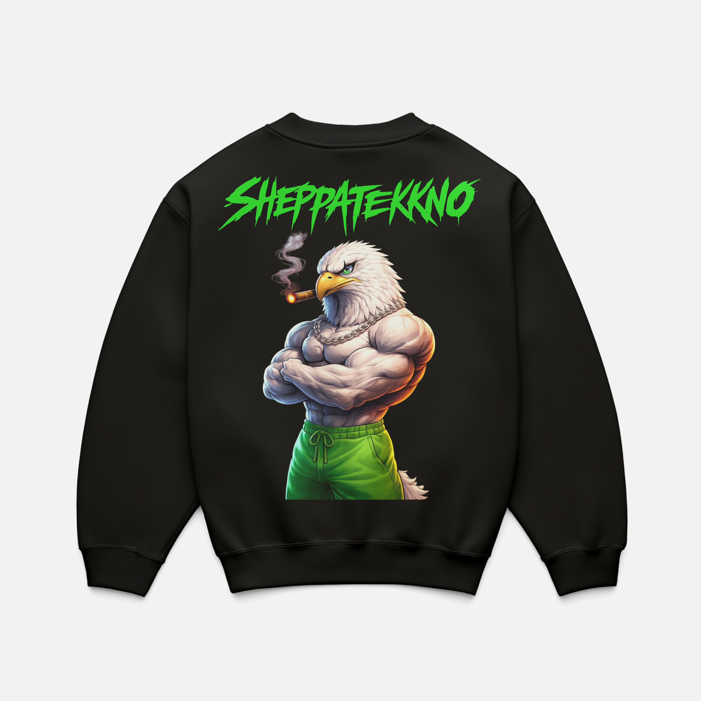 DR. SHEPPAT × 0BPM – Green Strong Eagle Crewneck