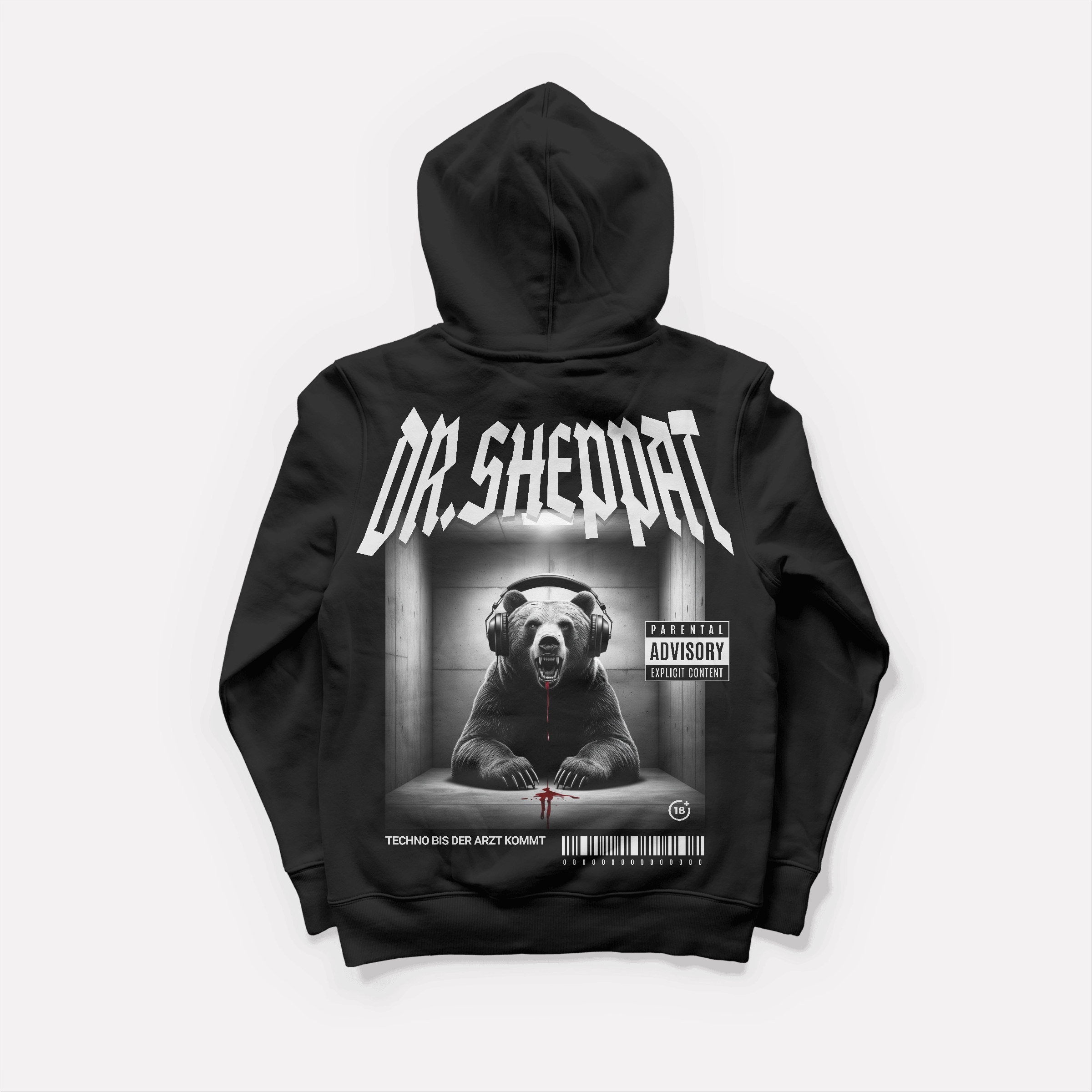 DR. SHEPPAT × 0BPM – Techno bis der Arzt kommt Oversize Hoodie