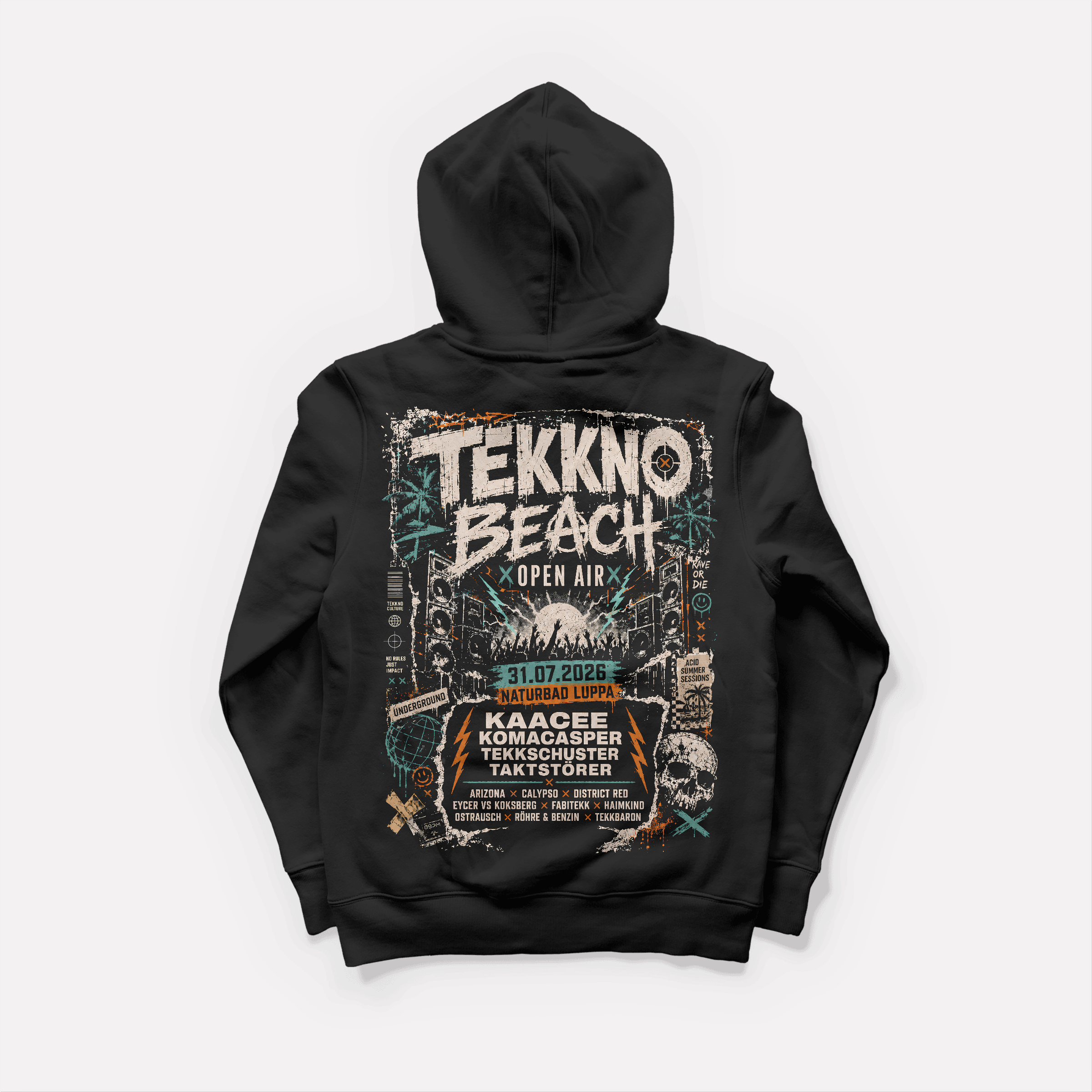 TEKKNO BEACH OPEN AIR x 0BPM – Official Oversize Hoodie 2026
