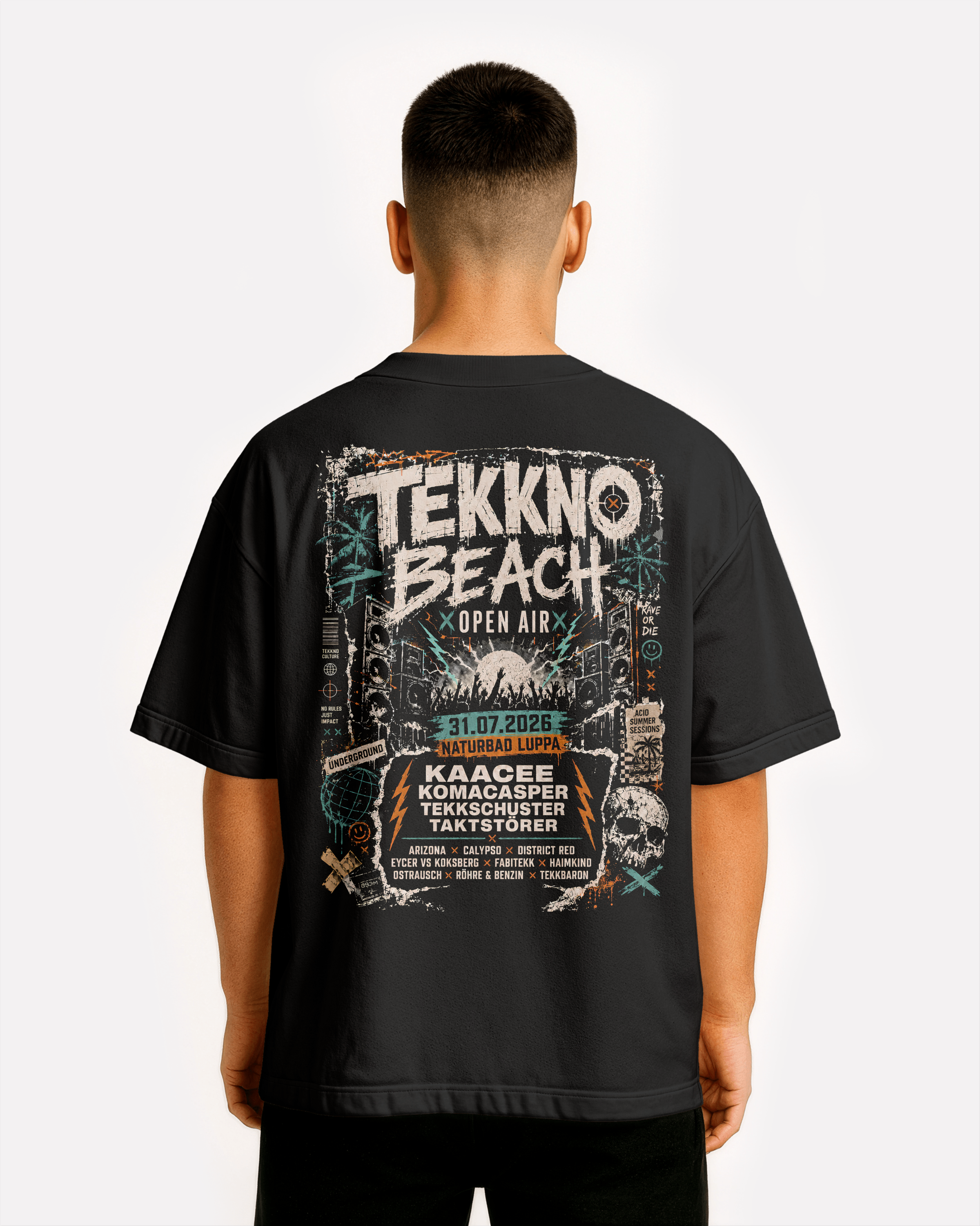 TEKKNO BEACH OPEN AIR x 0BPM – Official Oversize Tee 2026