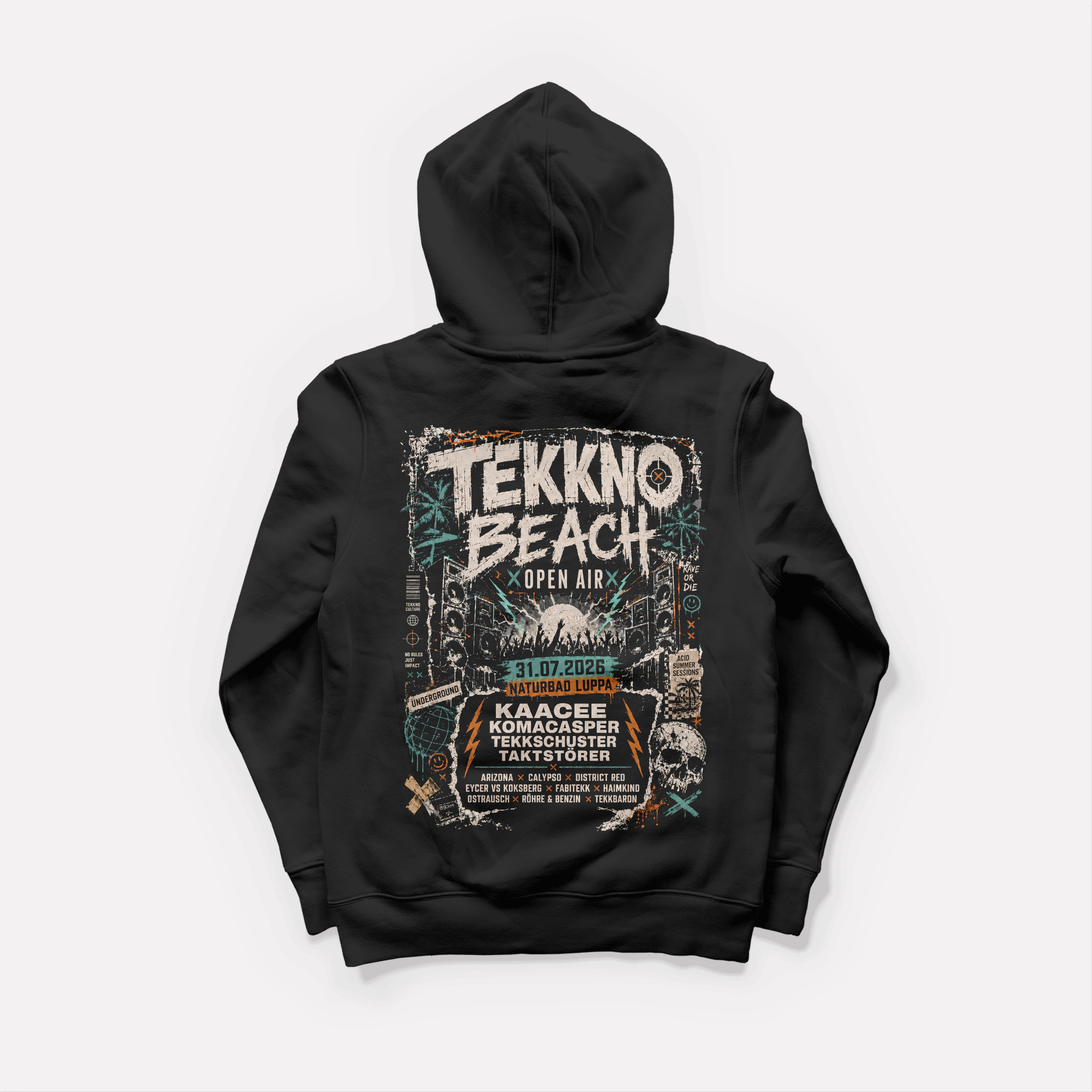 TEKKNO BEACH OPEN AIR x 0BPM – Official Oversize Hoodie 2026