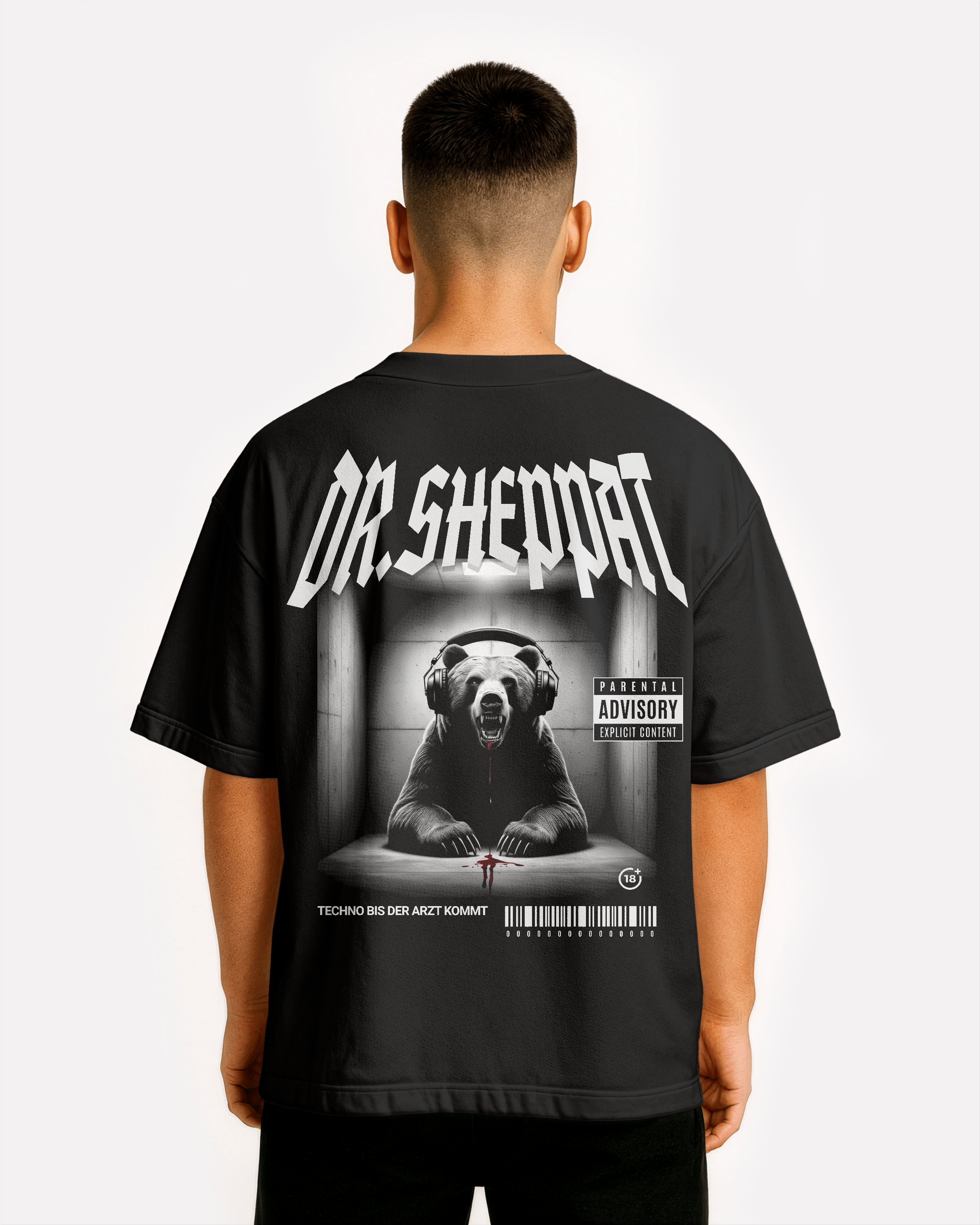 DR. SHEPPAT × 0BPM – Techno bis der Arzt kommt Oversize Tee