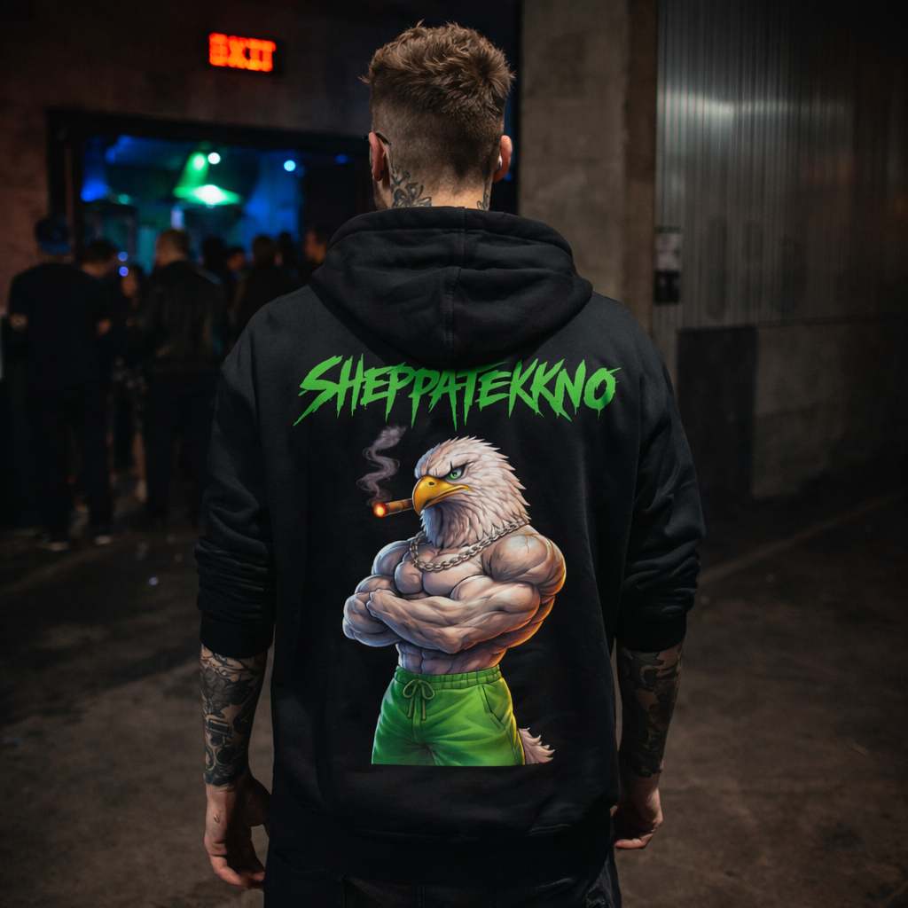 DR. SHEPPAT x 0BPM – Green Strong Eagle Oversize Hoodie
