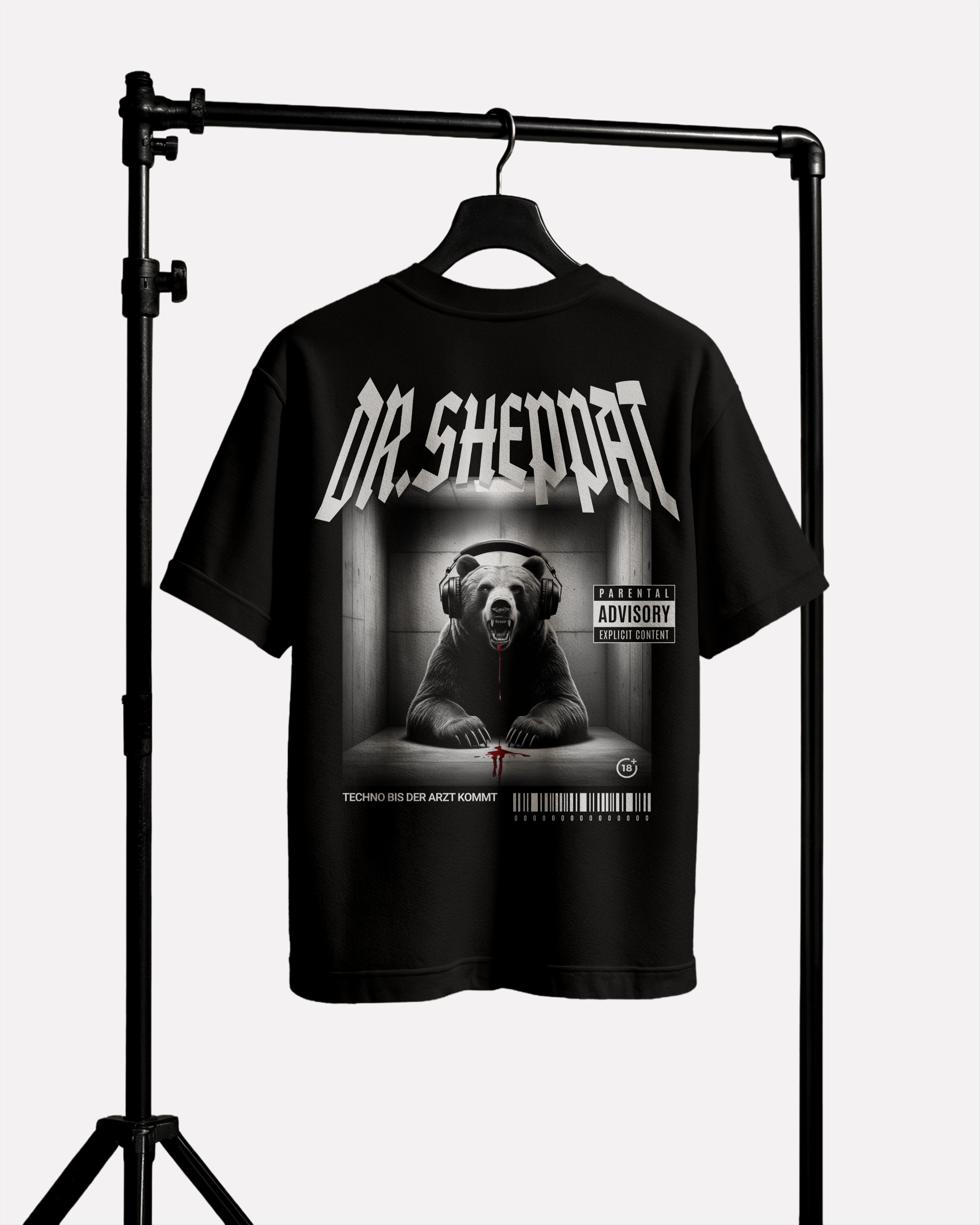 DR. SHEPPAT × 0BPM – Techno bis der Arzt kommt Oversize Tee