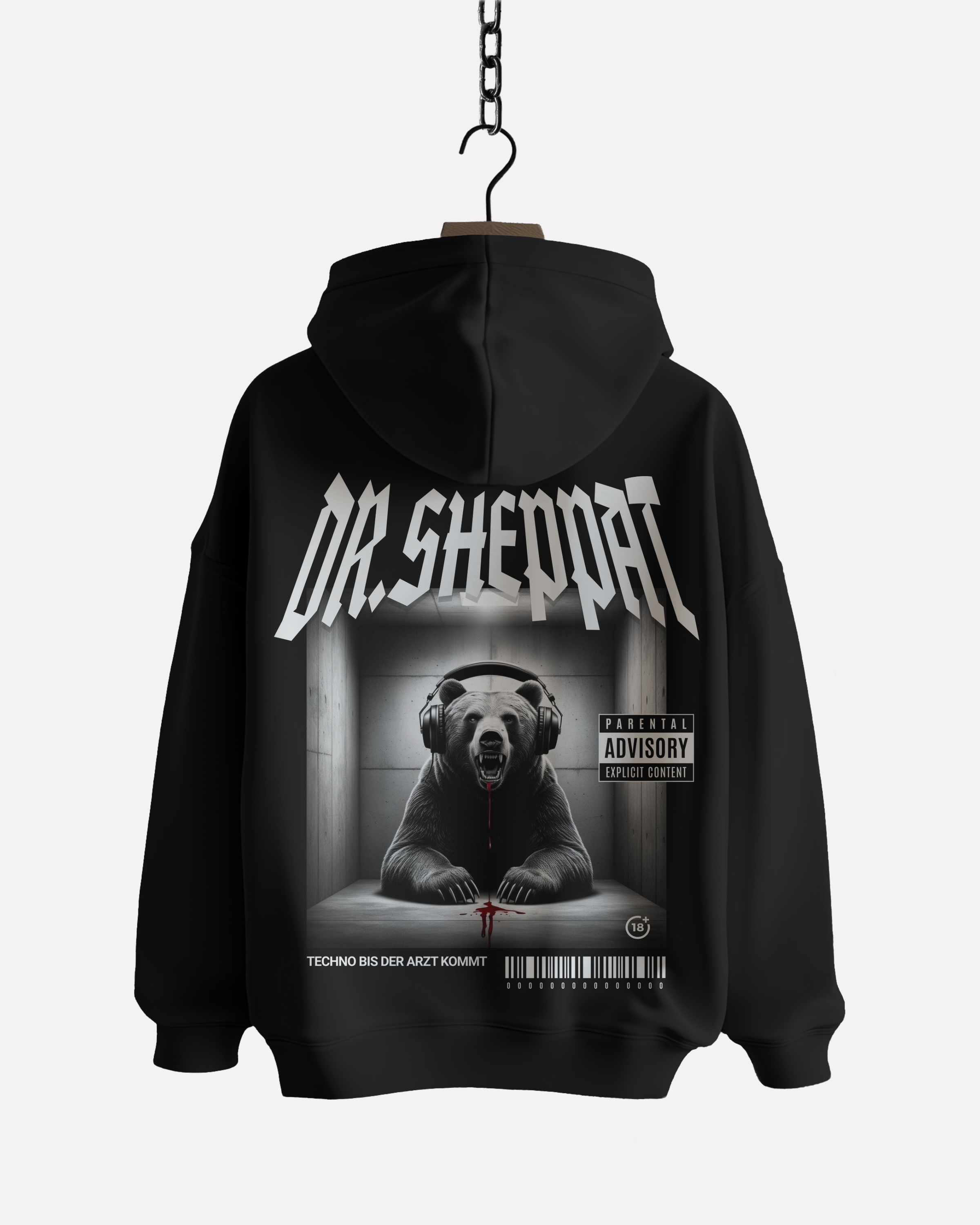 DR. SHEPPAT × 0BPM – Techno bis der Arzt kommt Oversize Hoodie